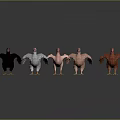 Chicken hen five-haired chicken 3d model