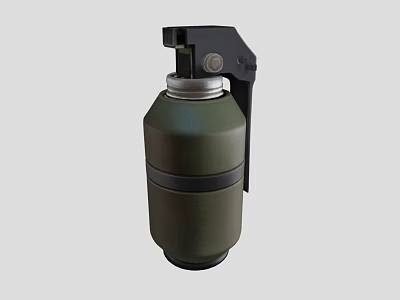 Green Military Hand Grenade With Metal Body And Black Safety Handle 3d model