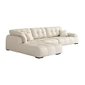 White Leather Sectional Sofa Modern Design With Plush Cushions And Spacious Seating 3d model