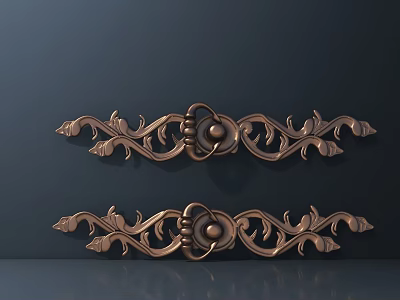 Elegant Ornate Brass Furniture Handles With Intricate Scroll Leaf Designs 3d model