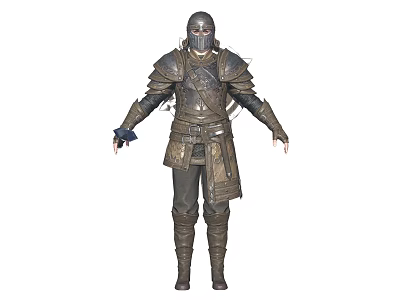 Medieval Fantasy Warrior Armor With Leather Straps Metal Plates And Spiked Gauntlets 3d model