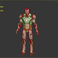 Iron Man 3D Model With Red And Gold Metallic Armor Movie Game Character