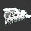 Vintage Computer System With Keyboard Screen And Stacked Floppy Disks