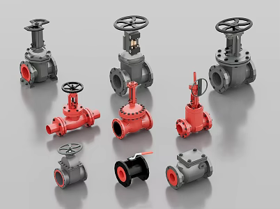 Industrial pipe valve metal pipe spherical valve water pipe column outlet gate valve water pipe valve outlet pipe combination 3d model