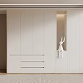 Modern Minimalist Wardrobe Interior Design With White Finish And Drawers 3d model