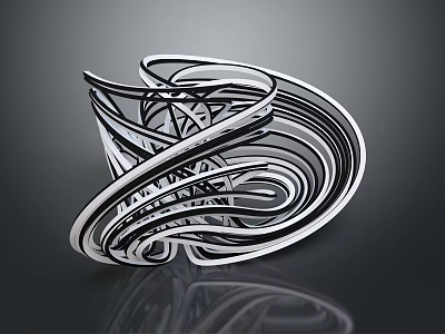 Modern Spiral Metallic Household Decorative Item With Sleek Curves And Contemporary Design 3d model