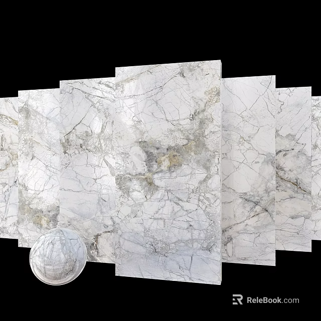 White Veined Marble Components With Natural Pattern For Interior Design 3d model