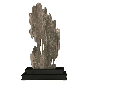 Decorative Ornament Set Featuring Natural Stone With Unique Holes And Black Base 3d model