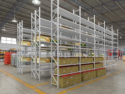 Modern warehouse shelf 3d model