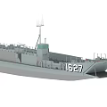 Gray Military Warship With Hull Number 627 Deck Structure Railing And Antenna 3d model