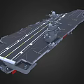 Large Aircraft Carrier With Flight Deck Island Superstructure And Red Hull 3d model