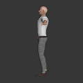 Man Wearing White Shirt Gray Plaid Pants With Brown Belt And Shoes