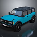 Blue Retro SUV With Black Roof And Wheels Off Road Design