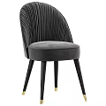 Modern Black Chair With Pleated Backrest Gray Velvet Seat And Gold Accent Legs
