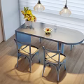 Modern Oval Dining Table Combination With Woven Seat Chairs For Cozy Bright Home Dining Area