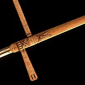 Ancient Wooden Measuring Tools With Intricate Carved Patterns And Crossed Design
