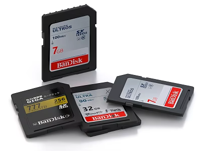 SanDisk Ultra Mobile Memory Cards 100MB/s Speed 7GB 16GB 32GB Storage 3d model