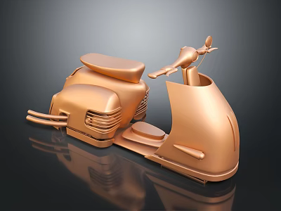 Copper Colored Vintage Motorcycle With Sleek Design And Dark Background Reflection 3d model