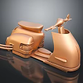 Copper Colored Vintage Motorcycle With Sleek Design And Dark Background Reflection