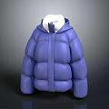 Stylish Blue Hooded Puffer Jacket With White Lining Puffy Warm Winter Design