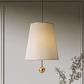 Light Beige Fabric Cone Shaped Chandelier With Golden Ball Decoration Minimalist Modern Design