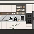 Modern Kitchen Sideboard With White Cabinets Marble Countertop And Coffee Appliances
