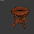 Round Wooden Table With Classic Circular Tabletop And Intricate Base Design 3d model