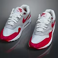 Nike White Red Lace Up Air Cushion Swoosh Logo Casual Sports Sneakers