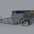 Metal Cargo Trailer With Green Tarp Cover Open Bed And Hitch Wheels