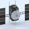 Communication Satellite With Solar Panels Dish Antenna Main Body And Antennas