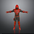 Man In Red And Black Superhero Costume Standing With Arms Outstretched