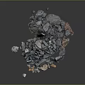 Pile Of Natural Wood Stone Materials With Various Colors And Different Shapes