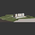 Modern Residential Model With Green Grass Road And Multiple Houses 3d model