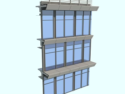 Modern Building Exterior Featuring Multi Layer Glass Windows And Horizontal Balconies 3d model