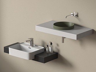 Sink basin semi-embedded counter basin wash basin 3d model