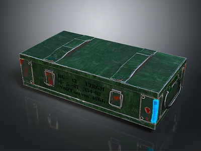 Green Military Style Transport Box With Labels And Blue Light Features 3d model
