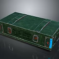 Green Military Style Transport Box With Labels And Blue Light Features