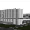 Modern Office Building Exterior With Glass Curtain Wall Linear Design And Roadside Greenery