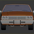 Orange Classic Sedan With White Roof Black Wheels And Vintage Design