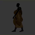 Black Mannequin Wearing Brown Pleated Dress With Exaggerated Shoulder Decorations And Fashionable Style