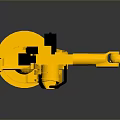 Yellow Robotic Arm Game Movie Character With KUKA Logo And 3D Industrial Design Model