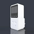 White Smart Socket With Digital Display Control Buttons And Power Outlet 3d model