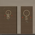 Wooden Buddhist Shrine Cabinet with Illuminated Circular Halo Buddha Statue and Candles