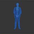 Professional Man in Black Suit White Shirt and Tie Standing Against Gray Background