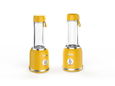 Two Yellow Philips Blenders with Transparent Cups and Silver Base 3d model