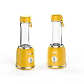 Two Yellow Philips Blenders with Transparent Cups and Silver Base