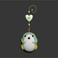 Cute Kids Penguin Toy With Green White Clover Patterns And Hanging Yellow Ball Heart