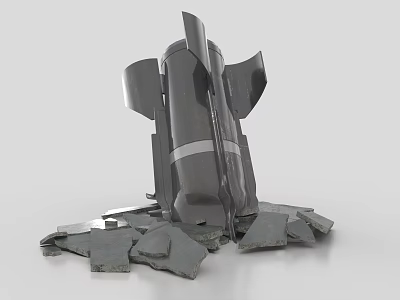 Aerial Bomb Landing Explosion 3D Model 3d model