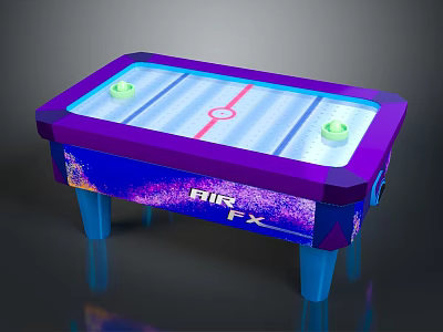 Air FX Air Hockey Table With Blue Base Purple Sides And Green Pucks 3d model