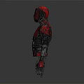 Intelligent Machine With Sleek Red Black Metallic Body And Complex Armor Design